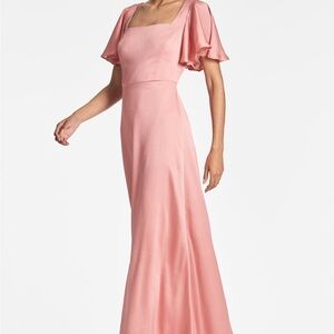 Sachin & Babi  Aurora Floral A-Line Gown Rouge Sz 4 $400 coral